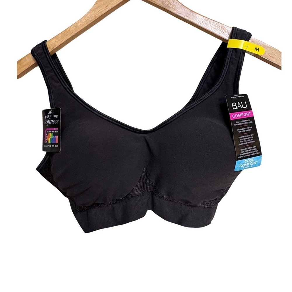 NWT Bali Comfort Flex Fit Wireless Bra Black Size M Style 3488 Smoothing Bra